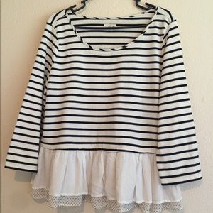 ⭐️Maison Jules Ruffled Striped Sweater Juniors XL